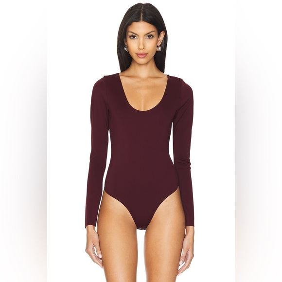 Good American Scuba Scoop Bodysuit in Oxblood002 Size S - Picture 1 of 9